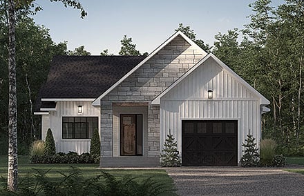 Country European French Country Ranch Elevation of Plan 81850
