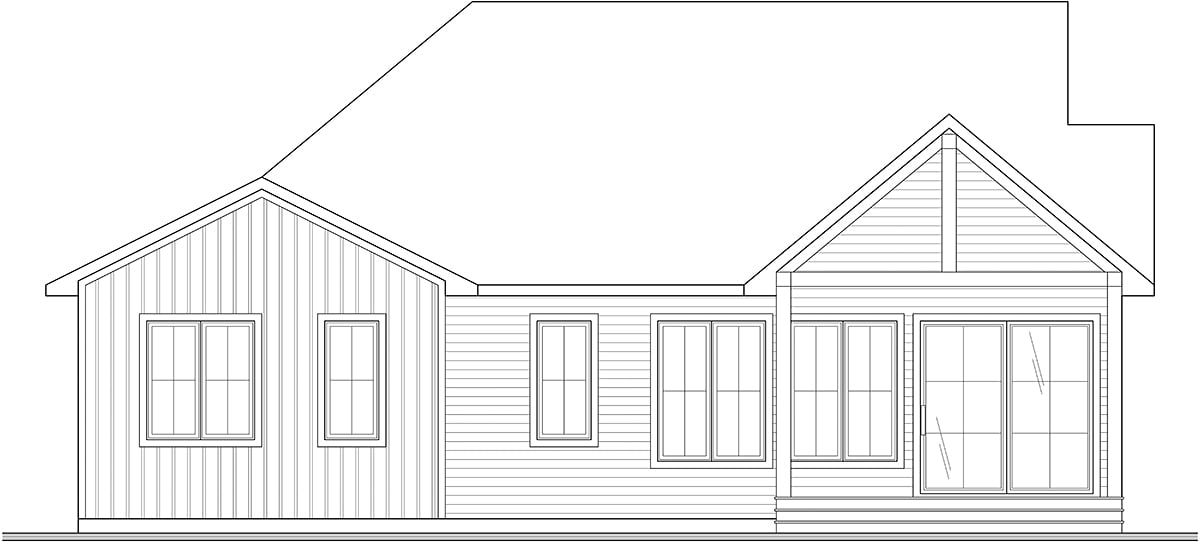 Country European French Country Ranch Rear Elevation of Plan 81850