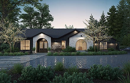 Contemporary European French Country Ranch Tuscan Elevation of Plan 81851