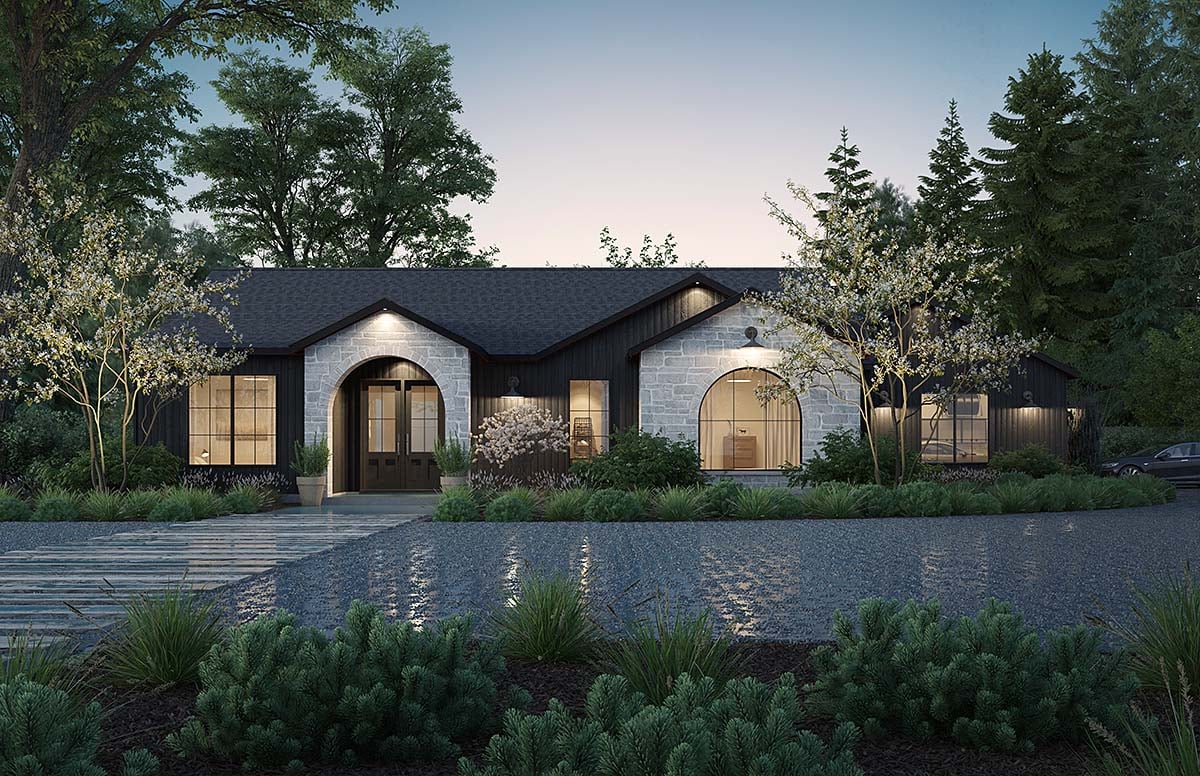 Contemporary, European, French Country, Ranch, Tuscan Plan with 1947 Sq. Ft., 3 Bedrooms, 3 Bathrooms, 2 Car Garage Elevation