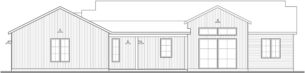 Contemporary, European, French Country, Ranch, Tuscan Plan with 1947 Sq. Ft., 3 Bedrooms, 3 Bathrooms, 2 Car Garage Rear Elevation