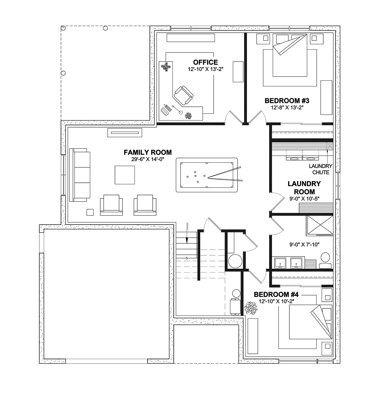 Contemporary Modern Lower Level of Plan 81852