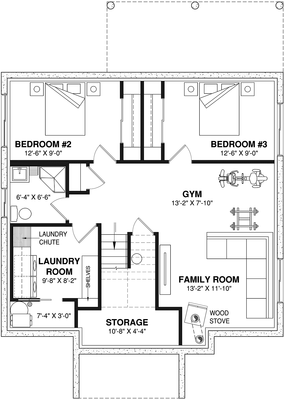 Country Farmhouse Lower Level of Plan 81853