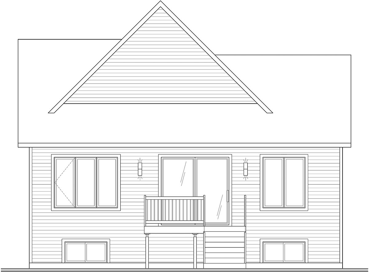 Bungalow Contemporary Cottage Craftsman Farmhouse Rear Elevation of Plan 81857