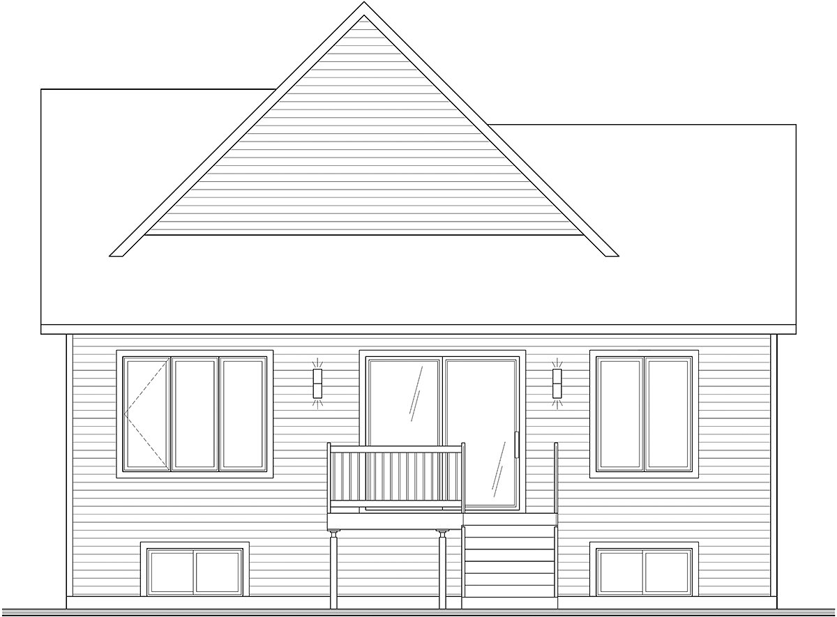 Cabin Cape Cod Cottage Farmhouse French Country Rear Elevation of Plan 81859