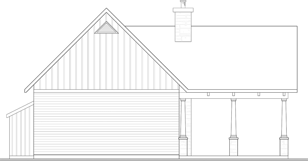 Country Craftsman Farmhouse Traditional Rear Elevation of Plan 81860