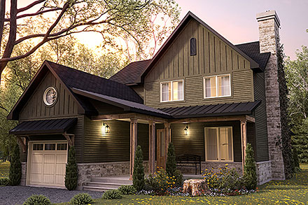 Country Craftsman Farmhouse Elevation of Plan 81861