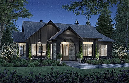 Cottage Craftsman French Country Ranch Elevation of Plan 81865