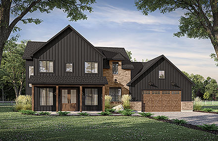 Country Farmhouse New American Style Traditional Elevation of Plan 81868