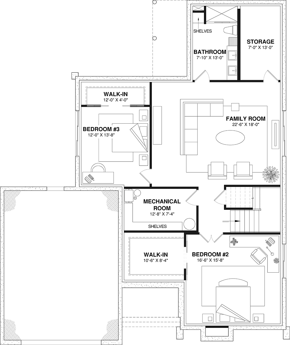 Contemporary Lower Level of Plan 81873