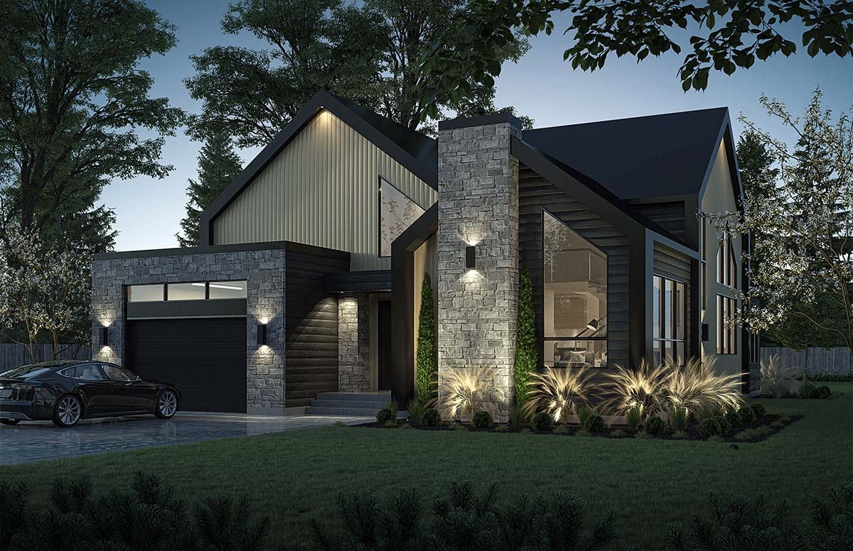 Contemporary Plan with 4207 Sq. Ft., 3 Bedrooms, 3 Bathrooms, 1 Car Garage Elevation