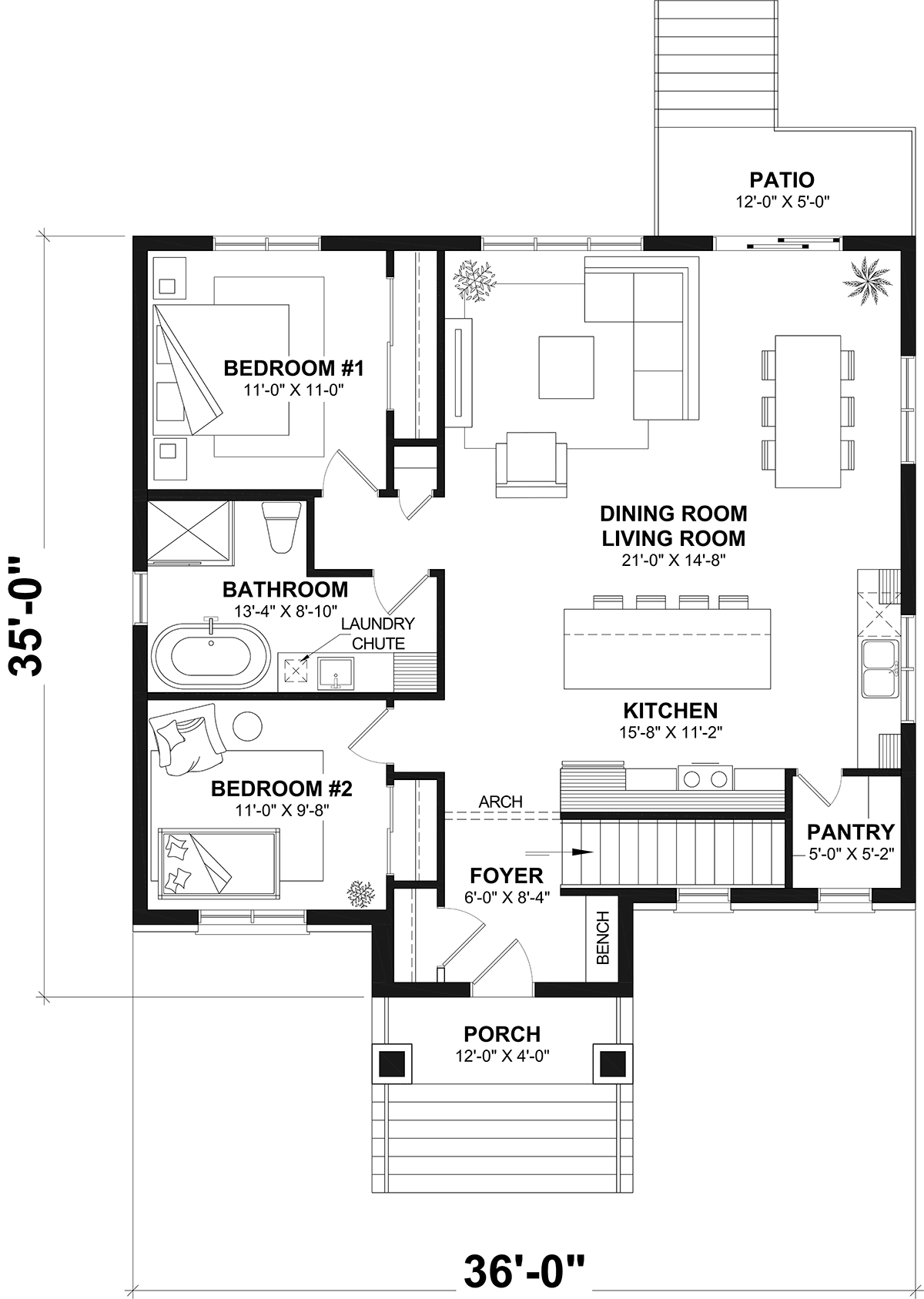 Cottage European Traditional Level One of Plan 81875