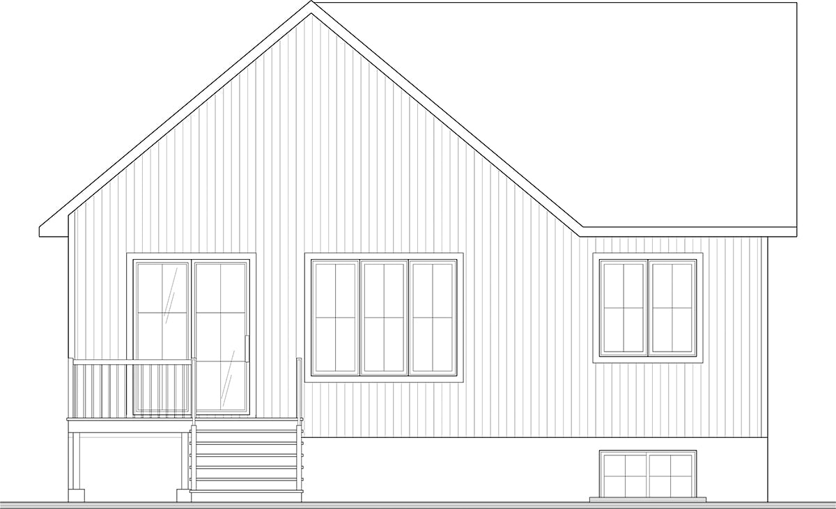 Cottage, European, Traditional Plan with 2334 Sq. Ft., 4 Bedrooms, 2 Bathrooms Rear Elevation