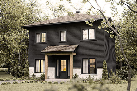 Contemporary Craftsman New American Style Prairie Style Elevation of Plan 81887