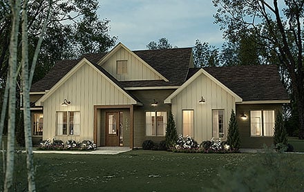 Contemporary Country Farmhouse New American Style Elevation of Plan 81890
