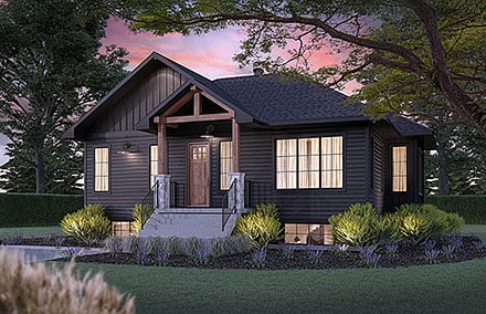 Contemporary Country Farmhouse Ranch Elevation of Plan 81892
