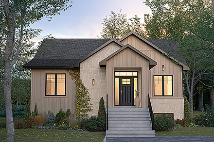 Contemporary Craftsman Farmhouse Elevation of Plan 81895