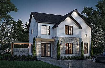 Contemporary Farmhouse French Country Modern Elevation of Plan 81899