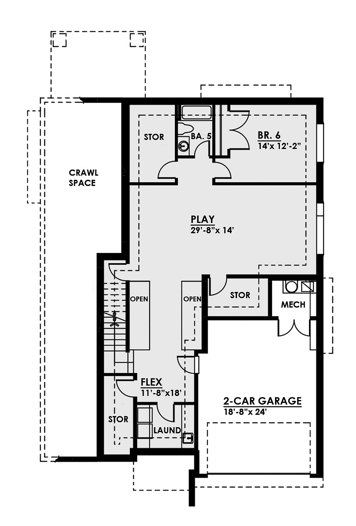 Contemporary Modern Lower Level of Plan 81900