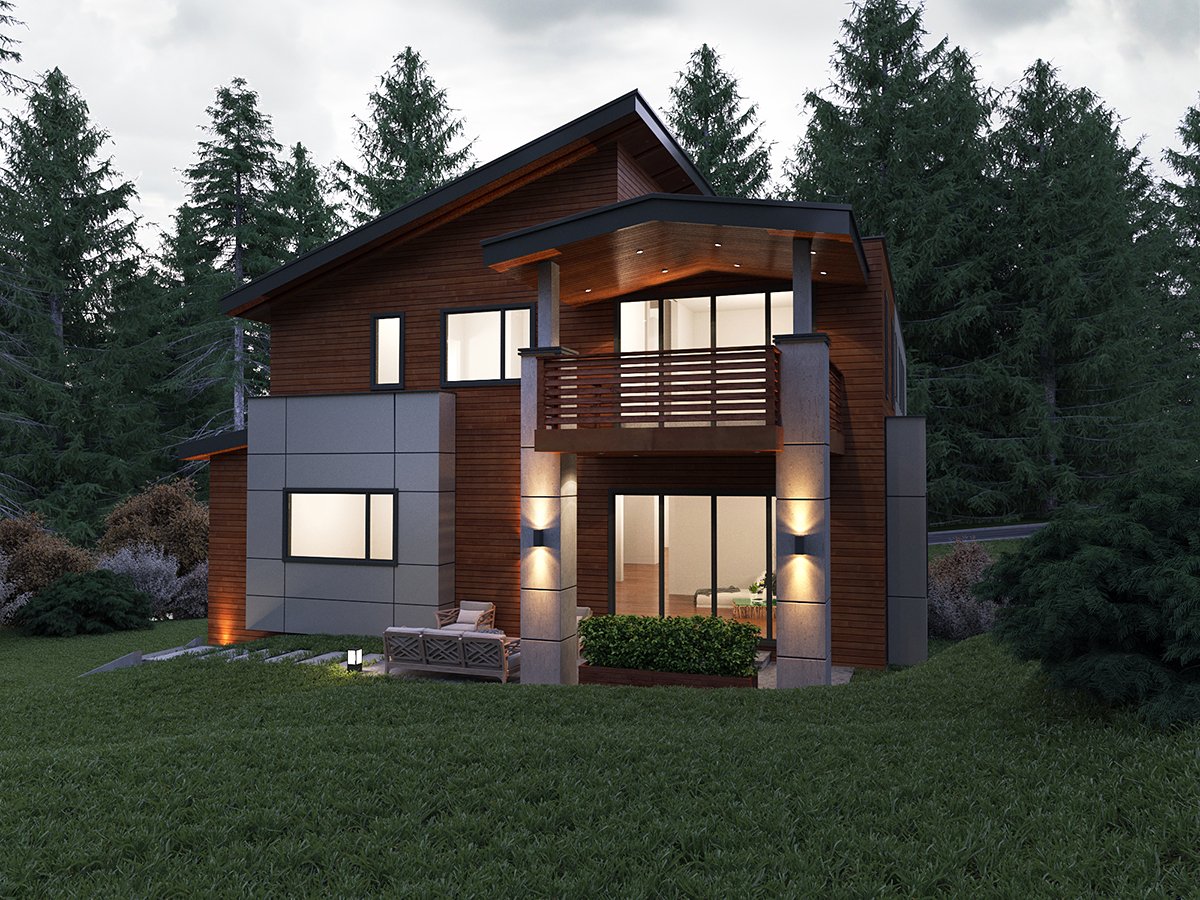 Contemporary Modern Rear Elevation of Plan 81900