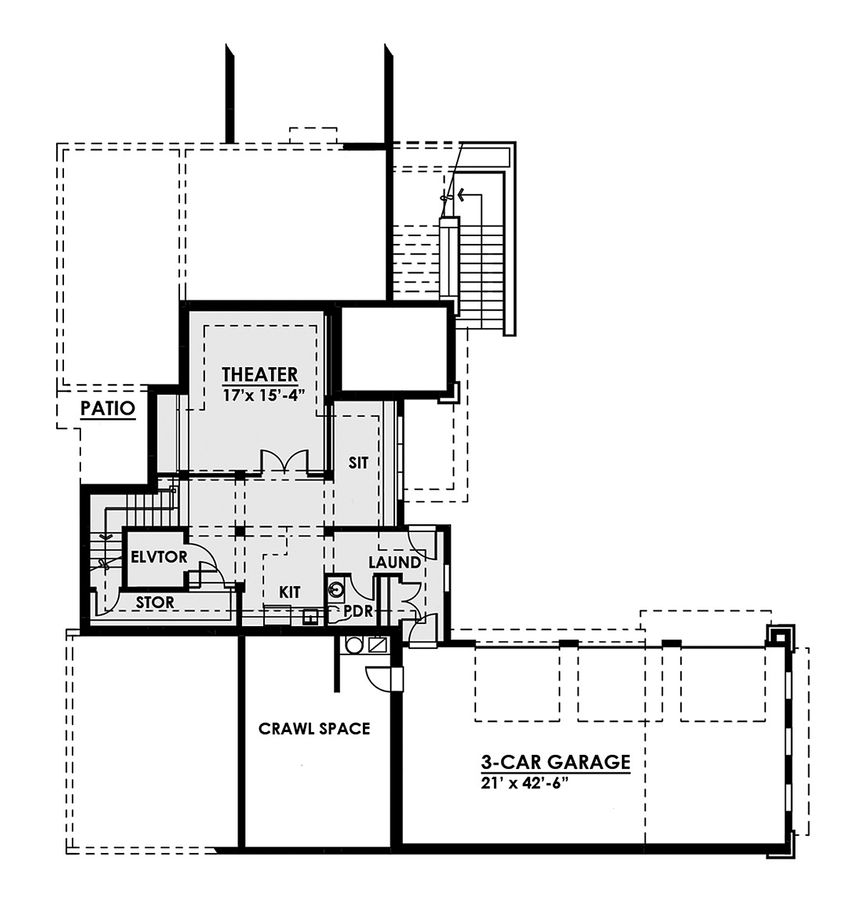 Contemporary Modern Lower Level of Plan 81902