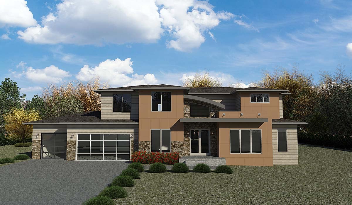 Contemporary, Modern Plan with 4072 Sq. Ft., 5 Bedrooms, 4 Bathrooms, 3 Car Garage Elevation