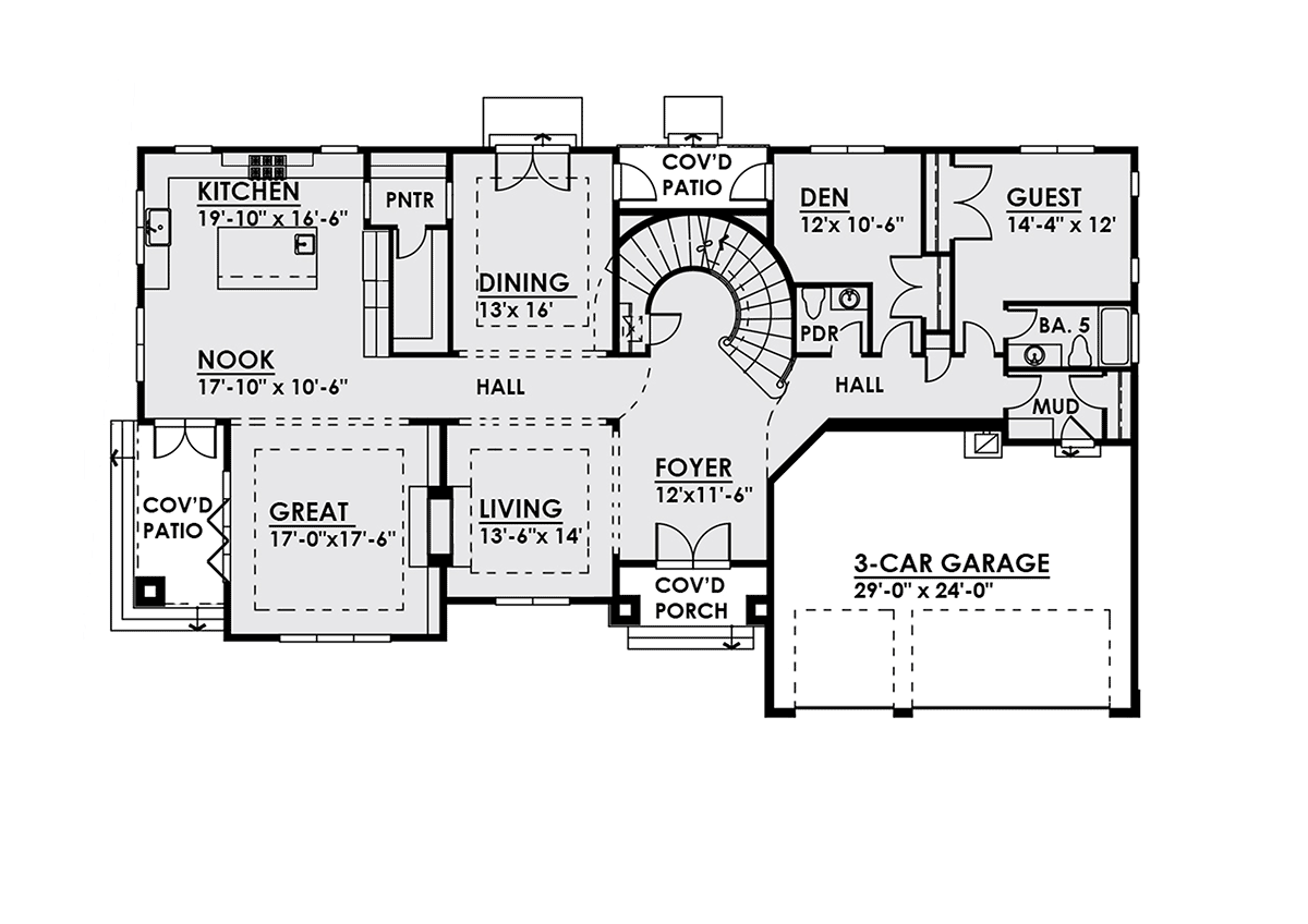 Contemporary Modern Prairie Style Level One of Plan 81909