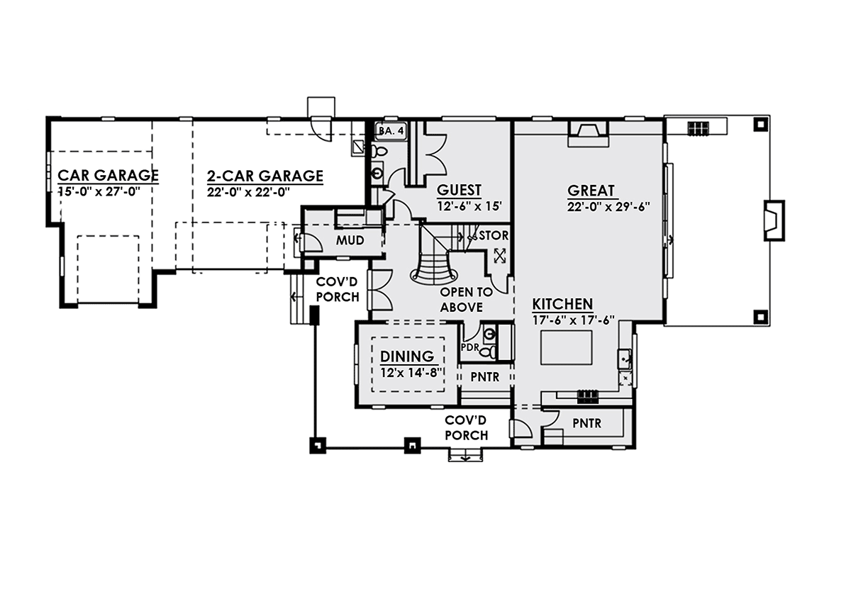 Craftsman Traditional Level One of Plan 81910