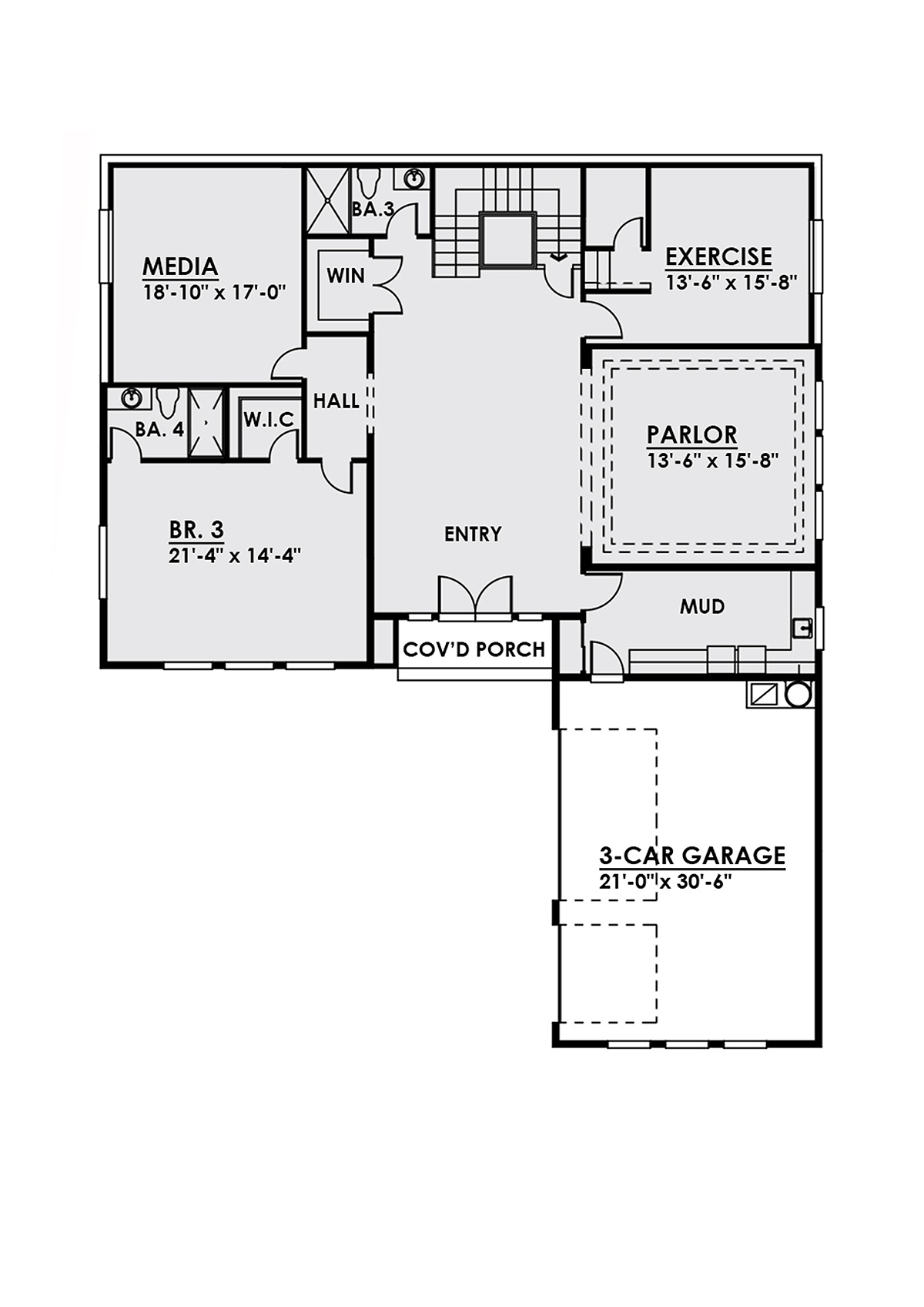 Contemporary Modern Lower Level of Plan 81911