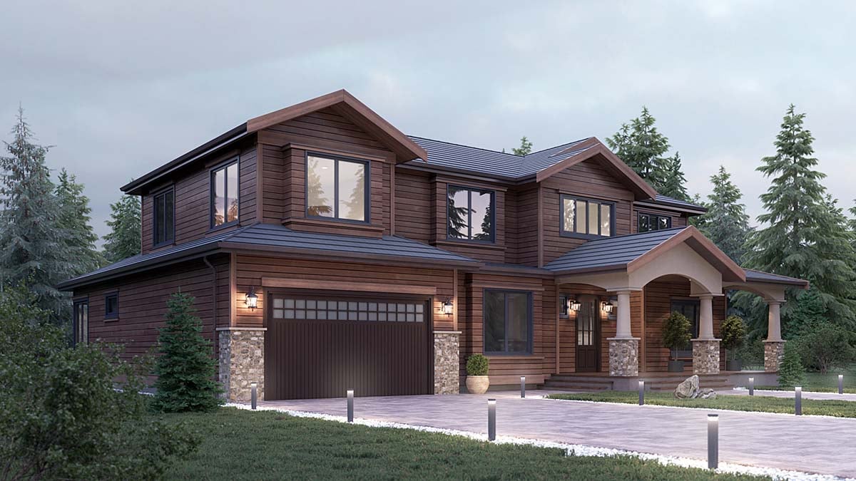 Craftsman, Traditional Plan with 3501 Sq. Ft., 5 Bedrooms, 4 Bathrooms, 2 Car Garage Elevation