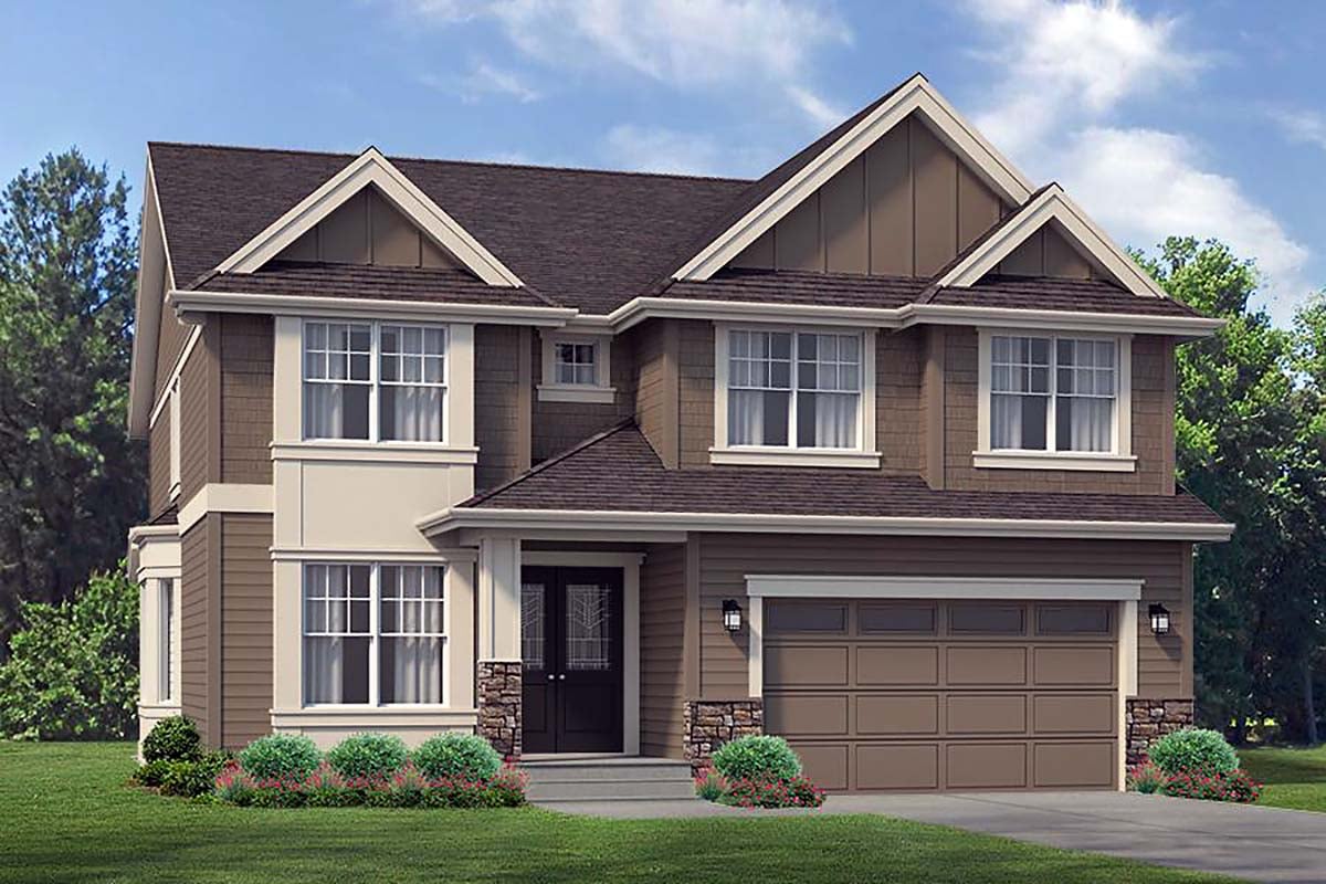 Craftsman, Traditional Plan with 3263 Sq. Ft., 4 Bedrooms, 3 Bathrooms, 2 Car Garage Elevation