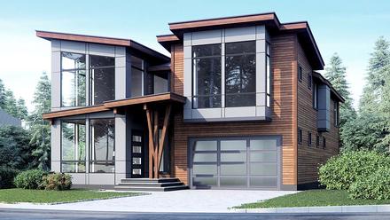 Contemporary Modern Elevation of Plan 81925