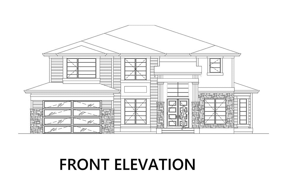 Modern Plan with 5472 Sq. Ft., 5 Bedrooms, 4 Bathrooms, 4 Car Garage Picture 3