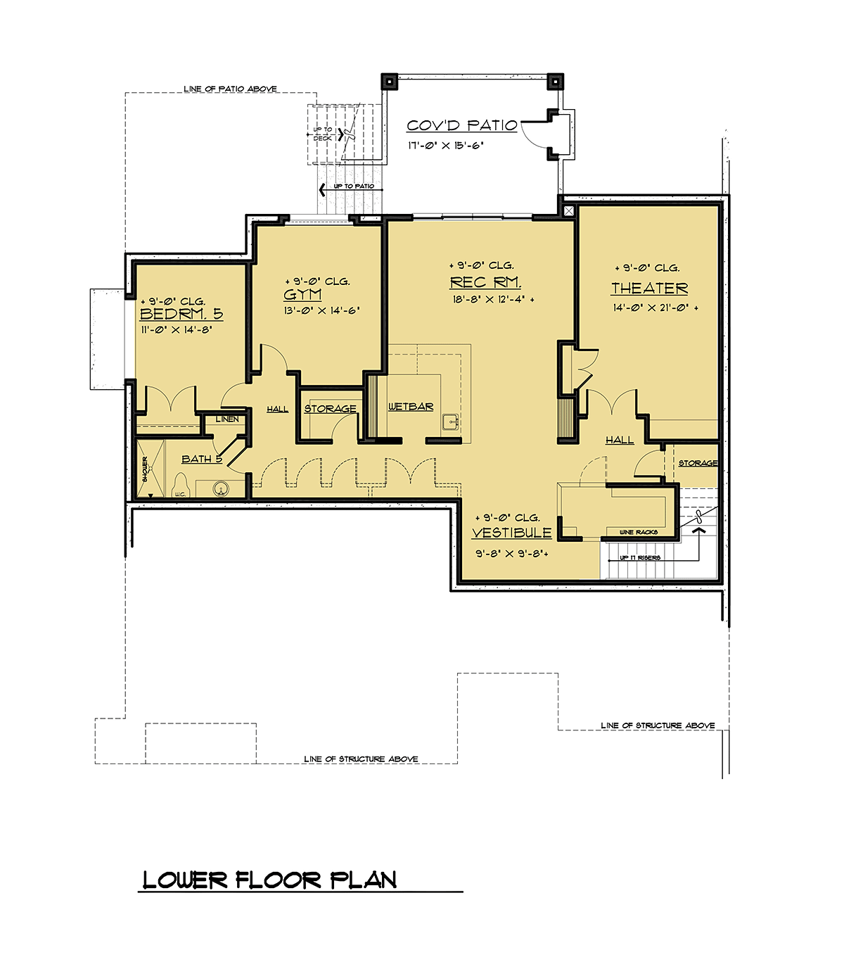 Contemporary Modern Prairie Style Lower Level of Plan 81929