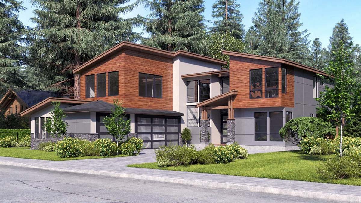 Contemporary, Modern Plan with 3398 Sq. Ft., 4 Bedrooms, 3 Bathrooms, 3 Car Garage Picture 2
