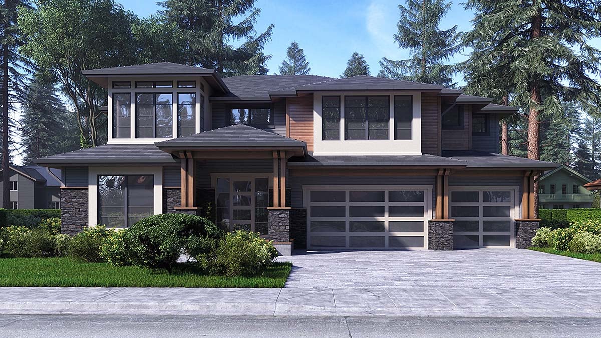 Contemporary, Modern Plan with 3450 Sq. Ft., 4 Bedrooms, 4 Bathrooms, 3 Car Garage Elevation