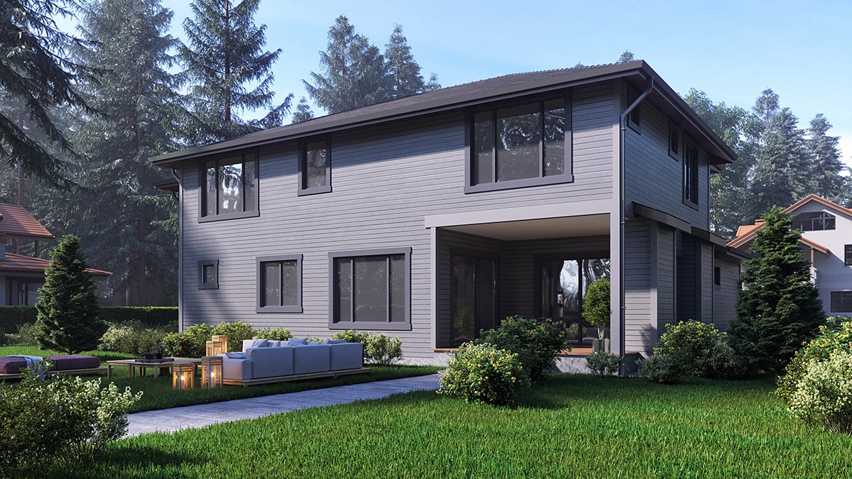 Contemporary Modern Rear Elevation of Plan 81942