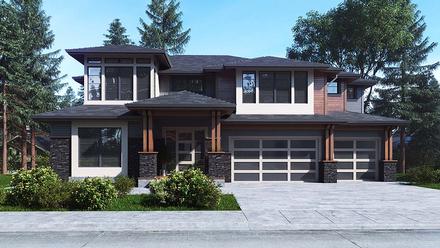 Contemporary Prairie Style Elevation of Plan 81943