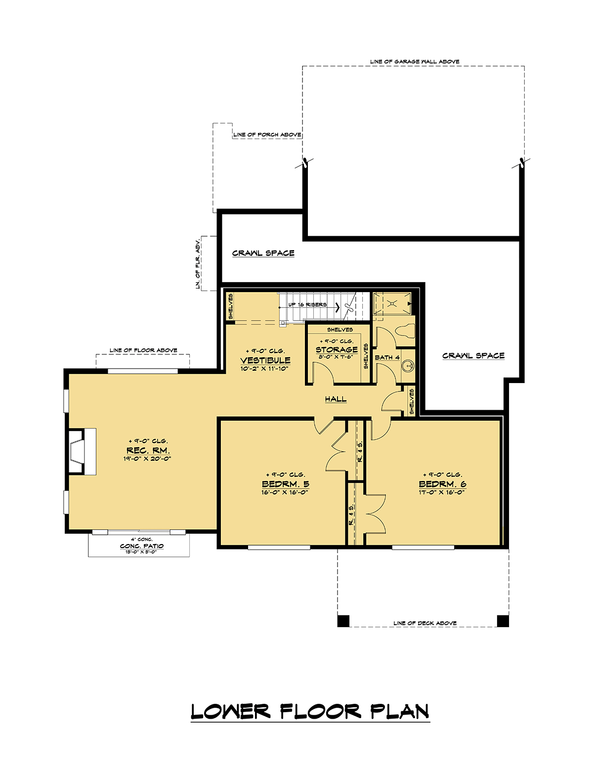 Contemporary Modern Lower Level of Plan 81947