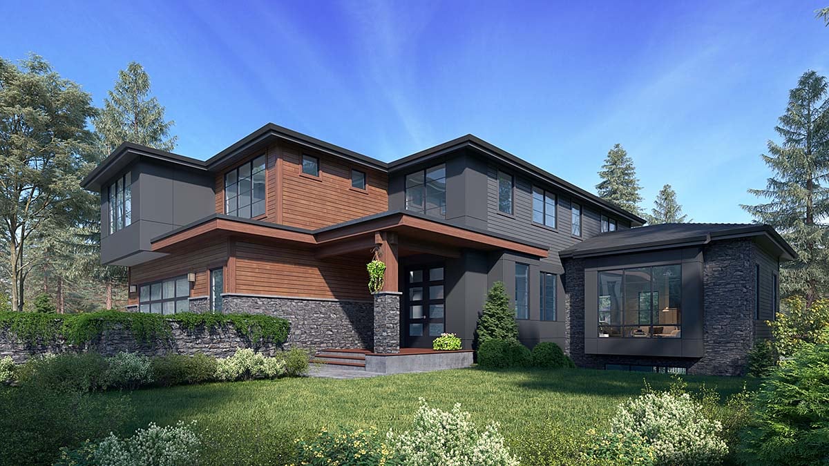 Contemporary, Modern Plan with 5200 Sq. Ft., 6 Bedrooms, 5 Bathrooms, 2 Car Garage Elevation