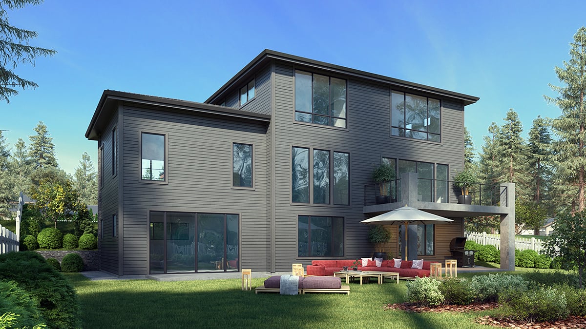 Contemporary, Modern Plan with 5200 Sq. Ft., 6 Bedrooms, 5 Bathrooms, 2 Car Garage Rear Elevation