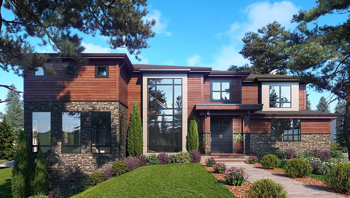 Contemporary, Modern Plan with 4748 Sq. Ft., 6 Bedrooms, 5 Bathrooms, 3 Car Garage Elevation