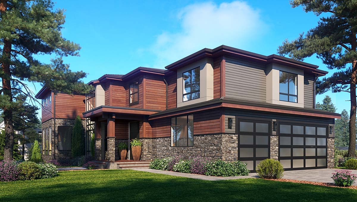 Contemporary, Modern Plan with 4748 Sq. Ft., 6 Bedrooms, 5 Bathrooms, 3 Car Garage Picture 2