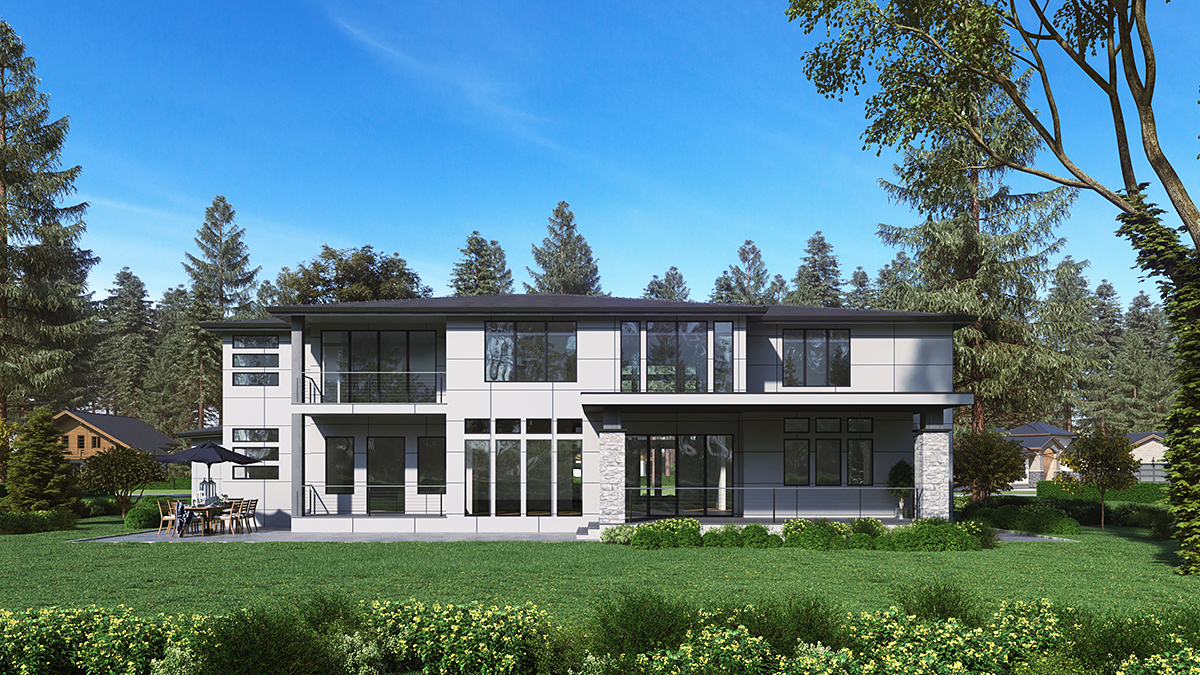 Contemporary Modern Rear Elevation of Plan 81955