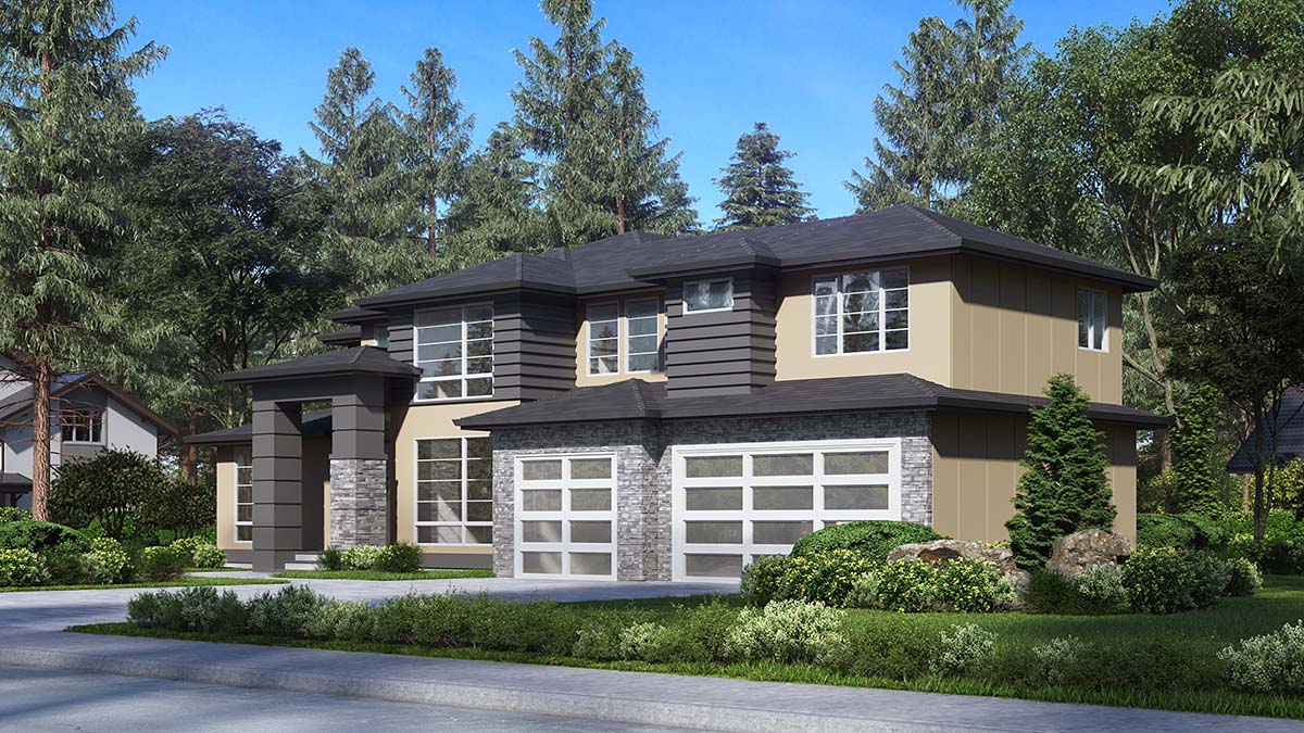 Contemporary, Modern Plan with 3315 Sq. Ft., 4 Bedrooms, 3 Bathrooms, 3 Car Garage Picture 2