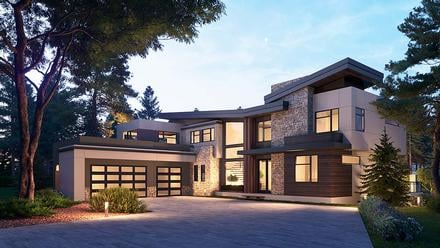 Contemporary Modern Elevation of Plan 81990