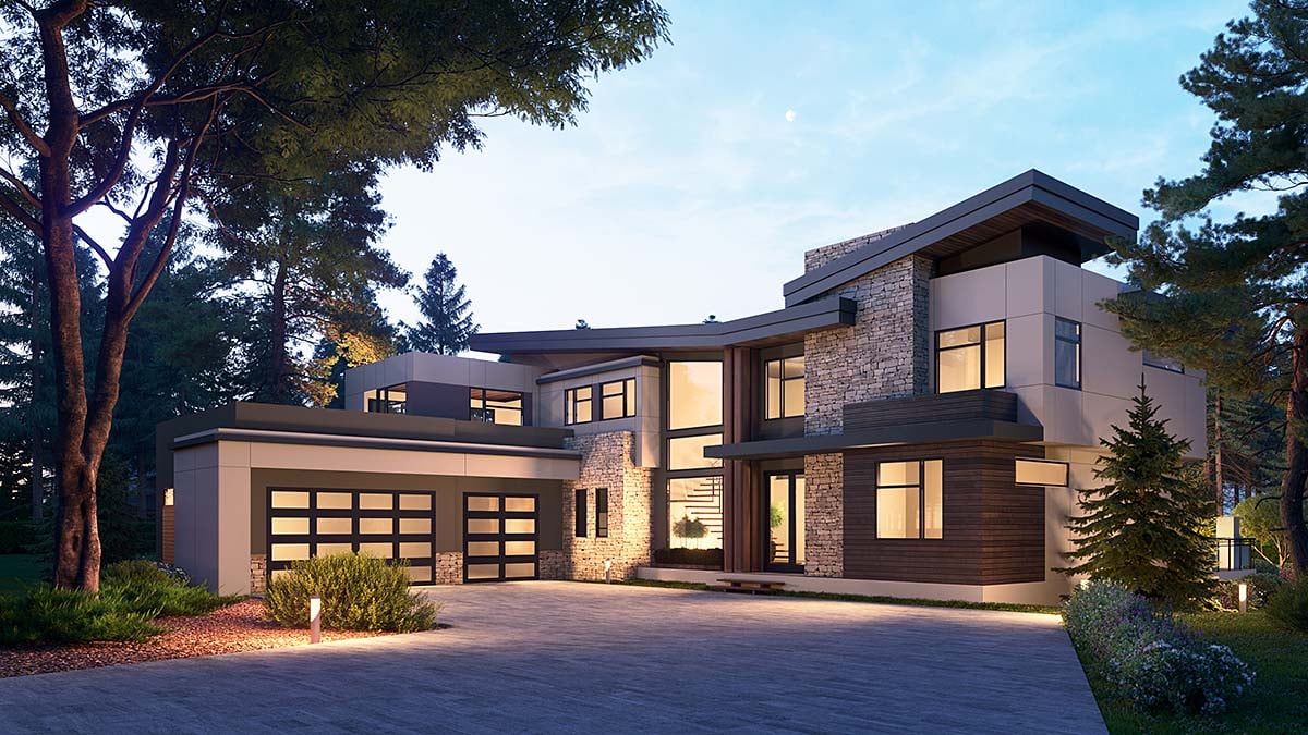 Contemporary, Modern Plan with 4098 Sq. Ft., 4 Bedrooms, 6 Bathrooms, 3 Car Garage Elevation