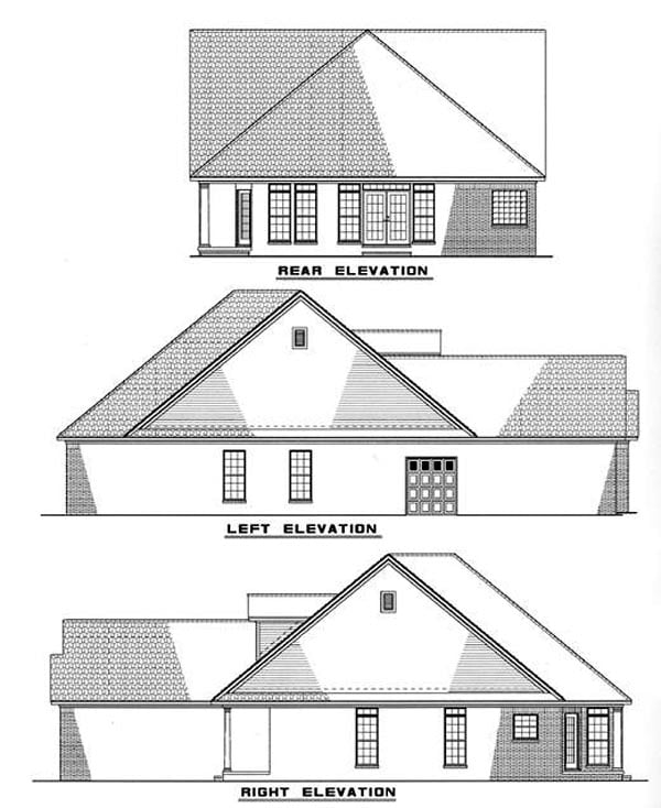 Country Craftsman Rear Elevation of Plan 82002