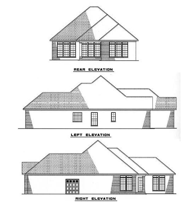 Craftsman European Rear Elevation of Plan 82003