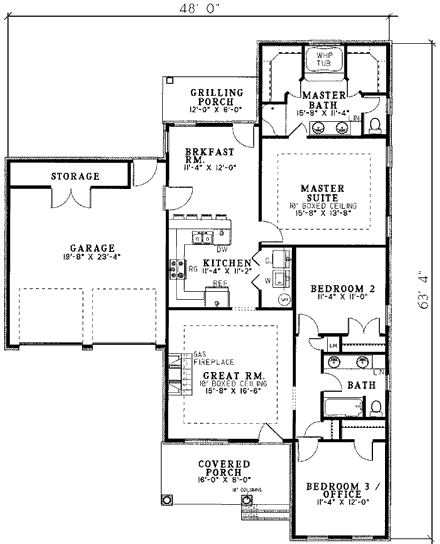 House Plan 82009 First Level Plan